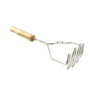TopCuisson 521417 Presse purée manuel, presse légumes, presse purée professionnel, écrase légumes, Bois, Acier inoxydable, 29 x 9,5 x 5,5 cm, Marron