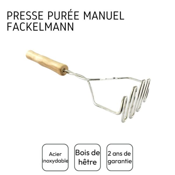 TopCuisson 521417 Presse purée manuel, presse légumes, presse purée professionnel, écrase légumes, Bois, Acier inoxydable, 29 x 9,5 x 5,5 cm, Marron – Image 4